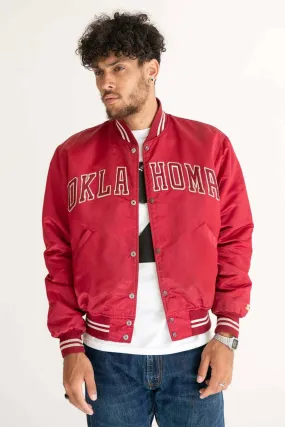 80s Cherry Red Oklahoma Satin Starter Jacket