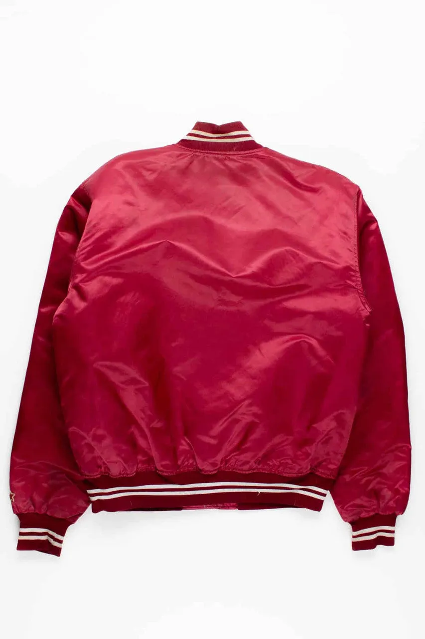 80s Cherry Red Oklahoma Satin Starter Jacket