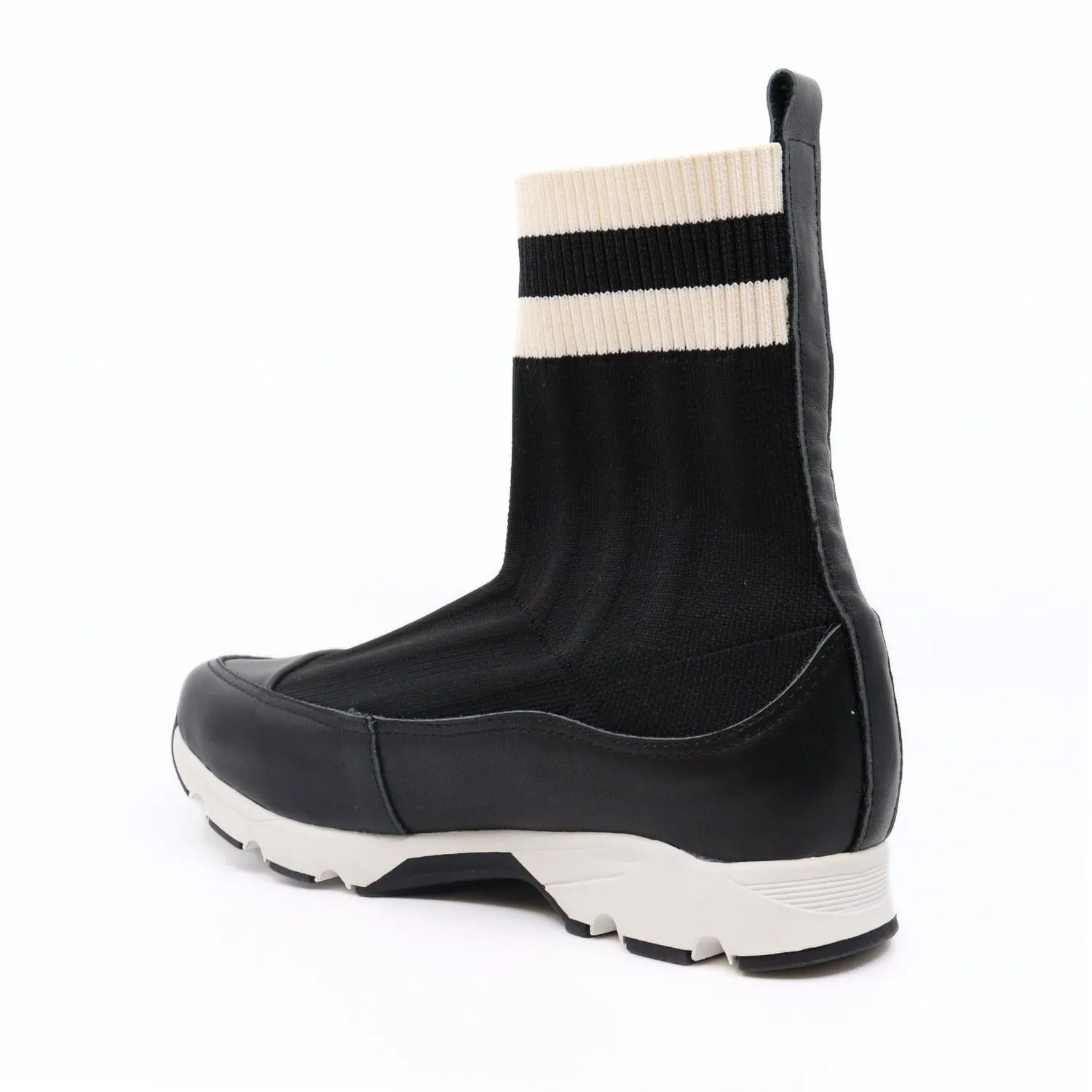 All Black - Women's Stripey Sock Bootie