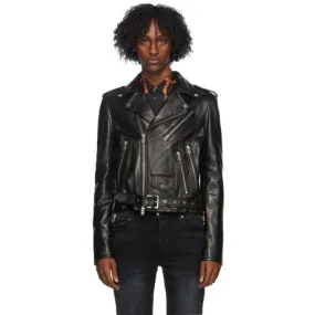 AMIRI Black Leather Lightweight Biker Jacket
