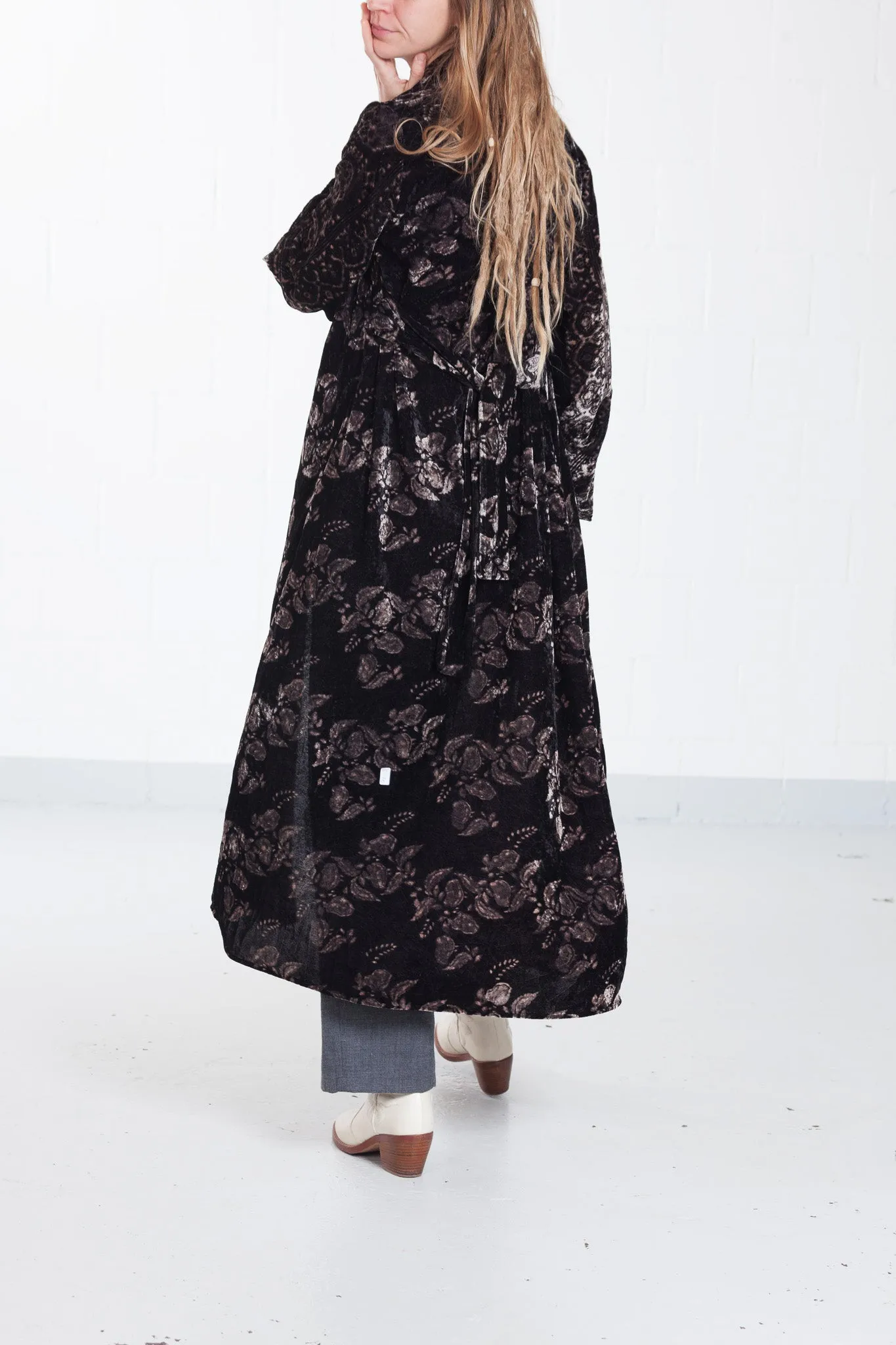 Luxurious Bhutanese Inspired Velvet Kimono with Intricate Detailing