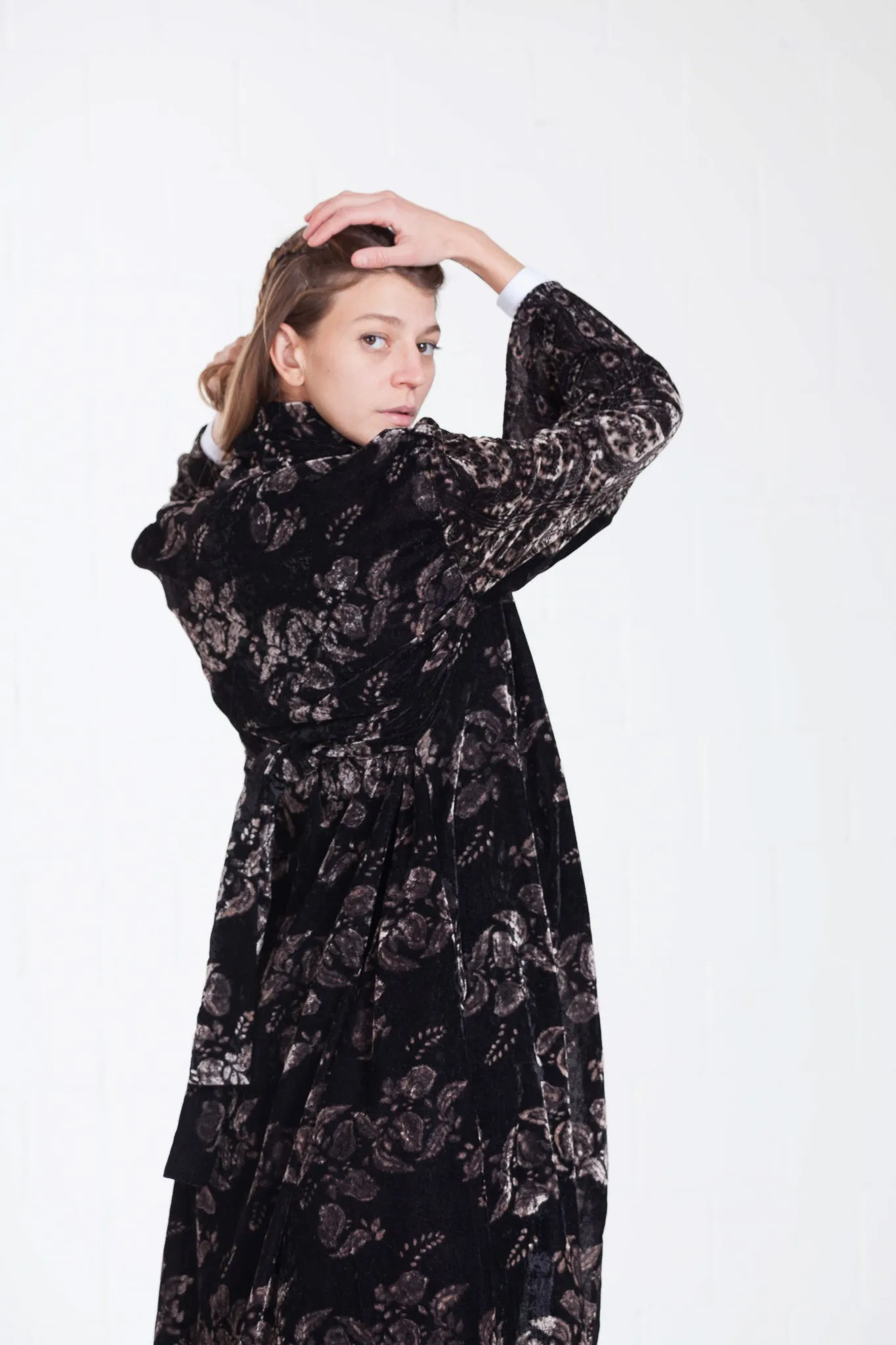 Luxurious Bhutanese Inspired Velvet Kimono with Intricate Detailing