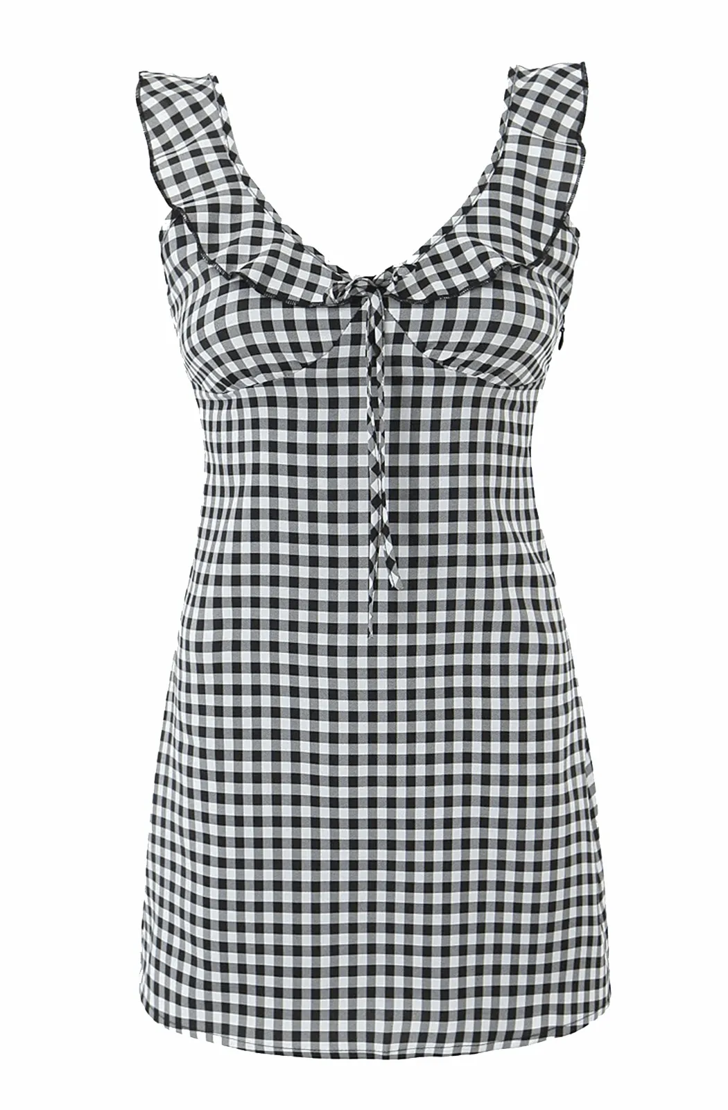 Black and white gingham mini dress