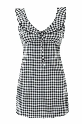 Black and white gingham mini dress