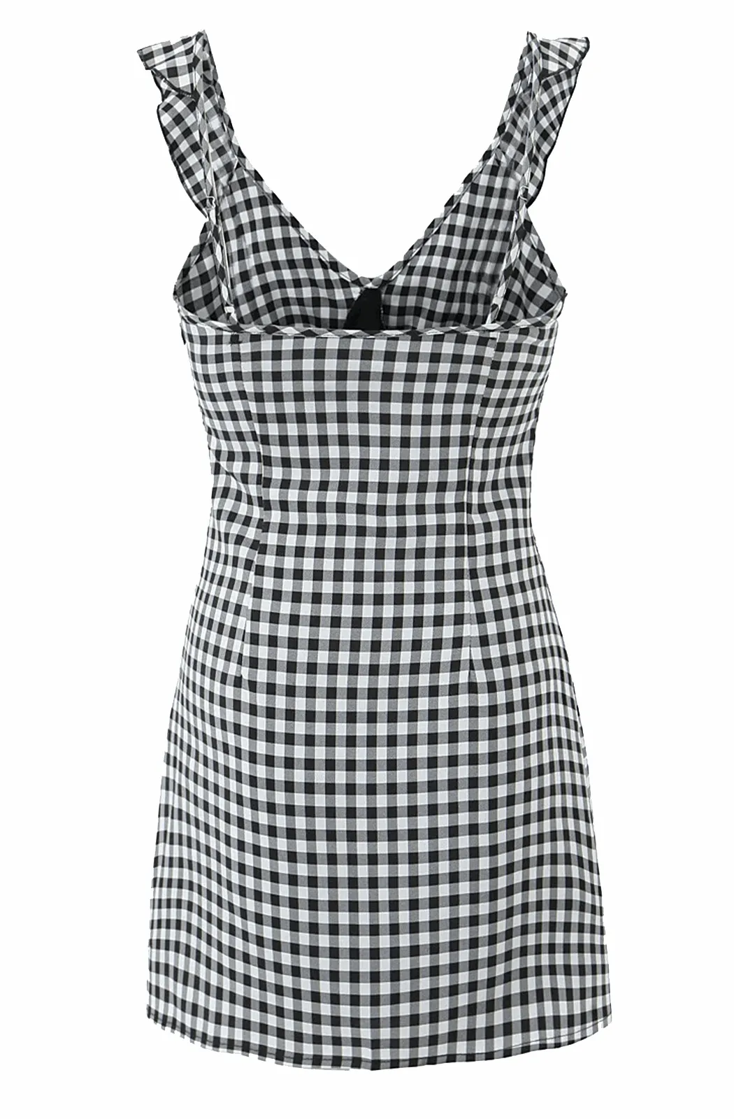 Black and white gingham mini dress