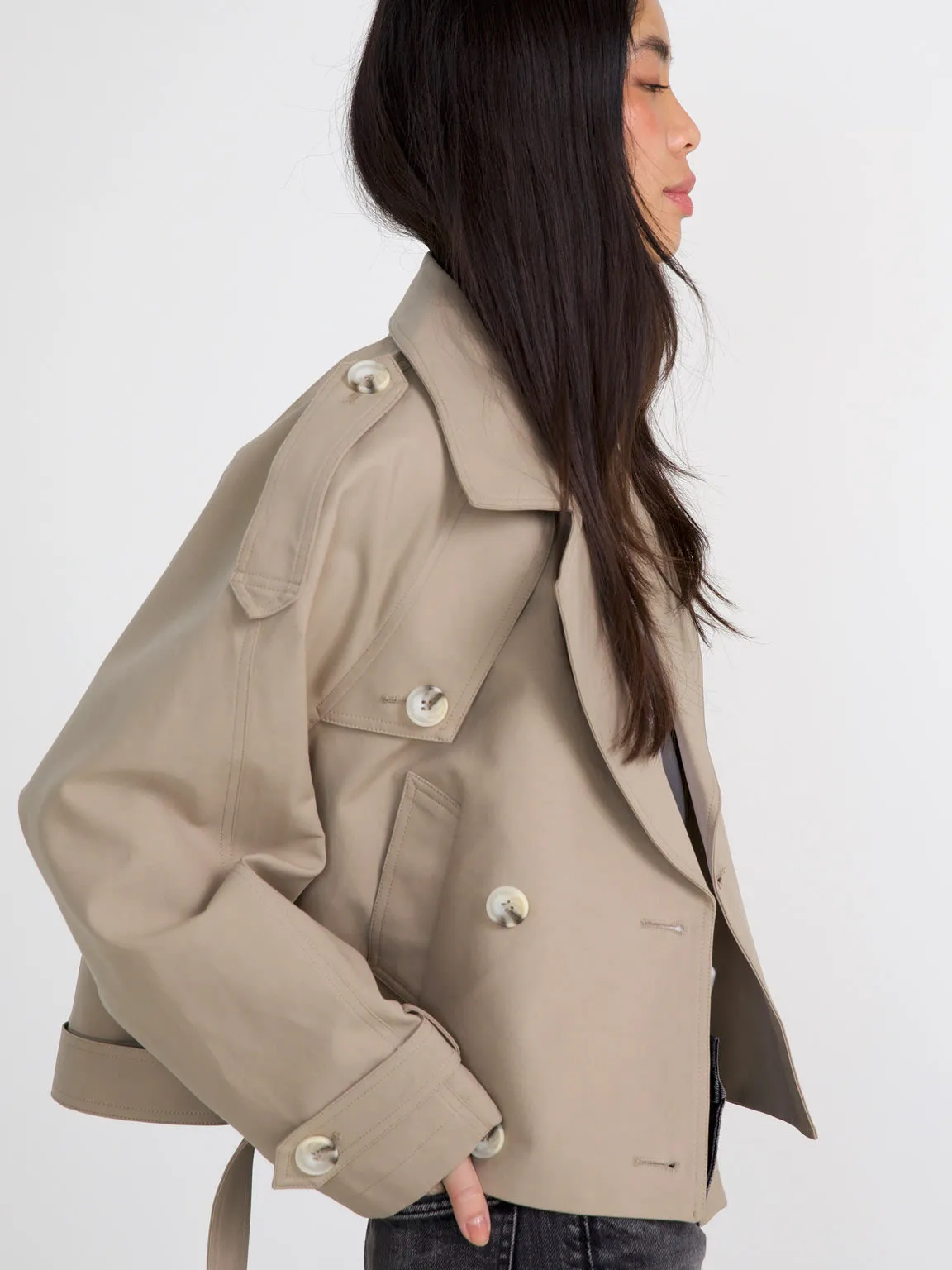 BOBBY CANVAS TRENCHJACKET - BEIGE