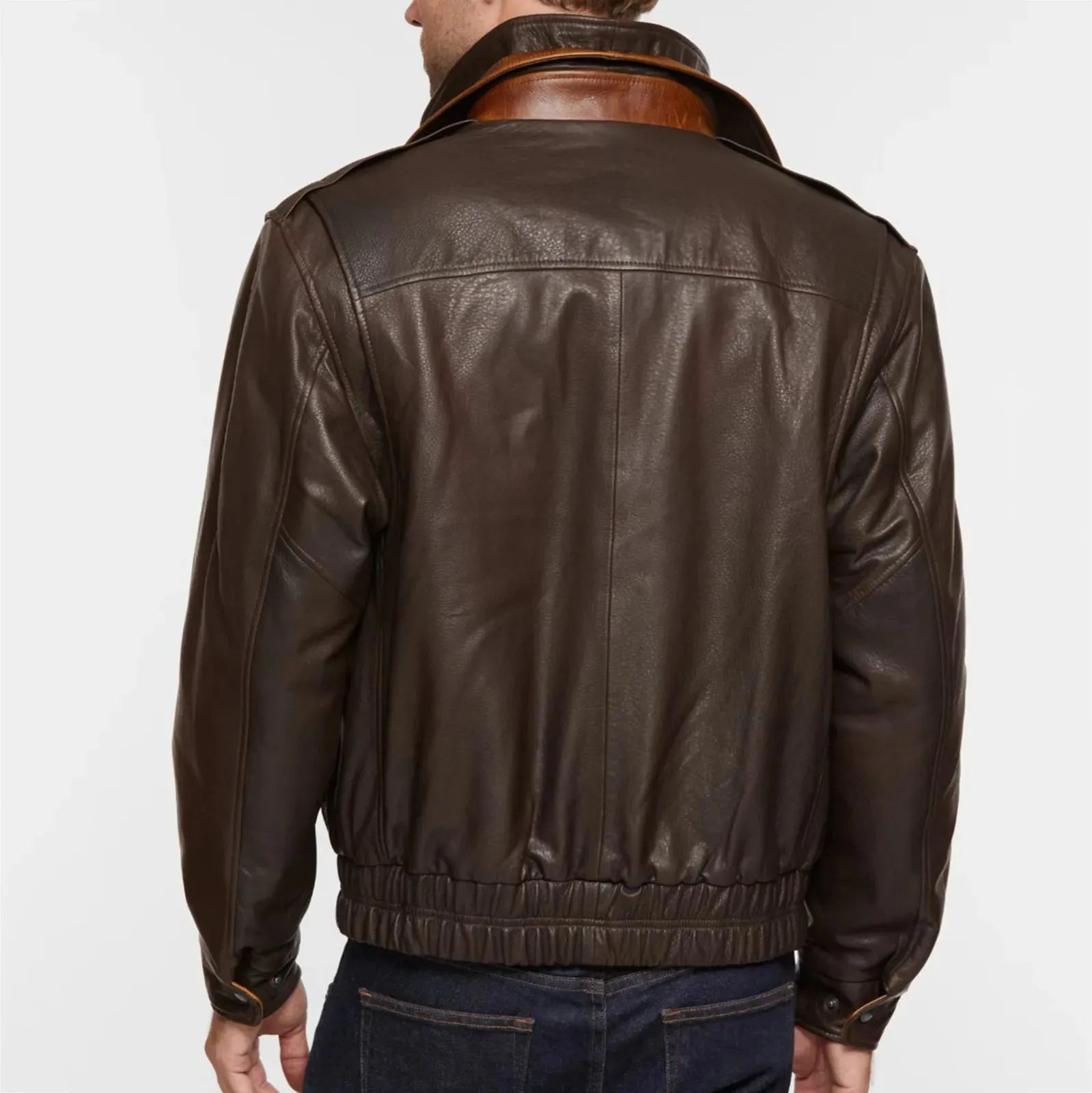 Brown Men's Pu Leather Coats Zipper Button Bomber Jacket Streetwear Motorcycle Windproof Loose Punk Stand Collar Winter Outwear