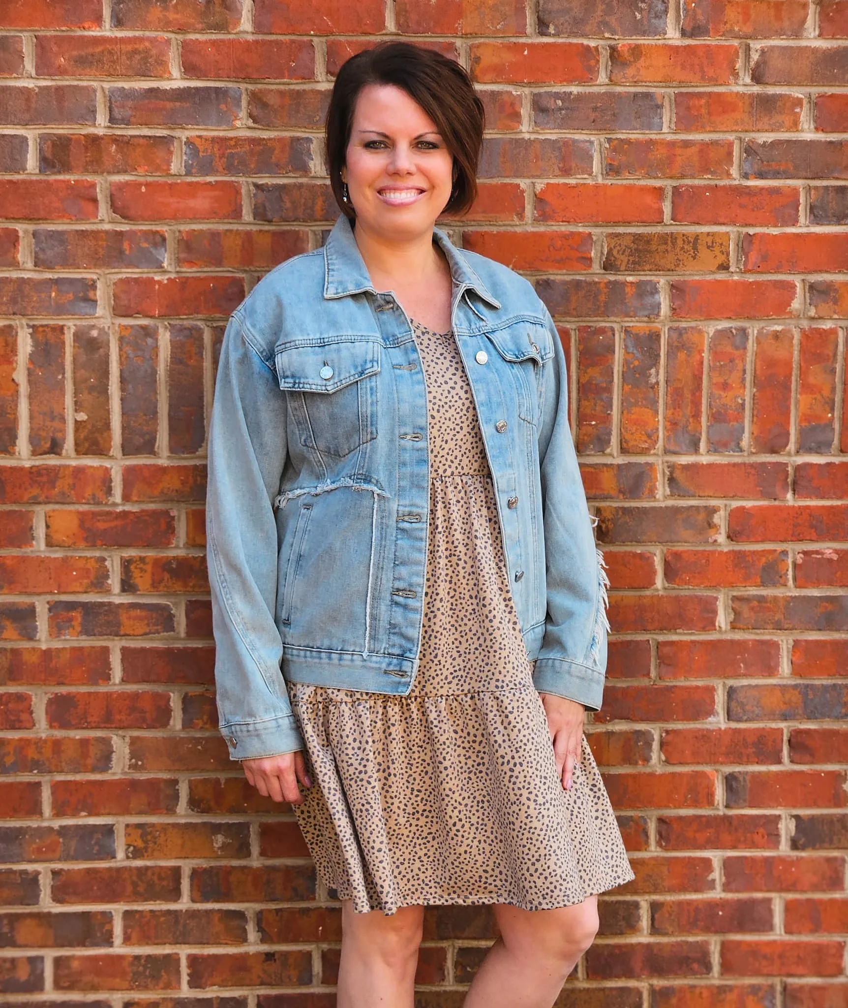 Button Down Jean Jacket in Medium Denim