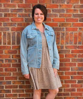 Button Down Jean Jacket in Medium Denim