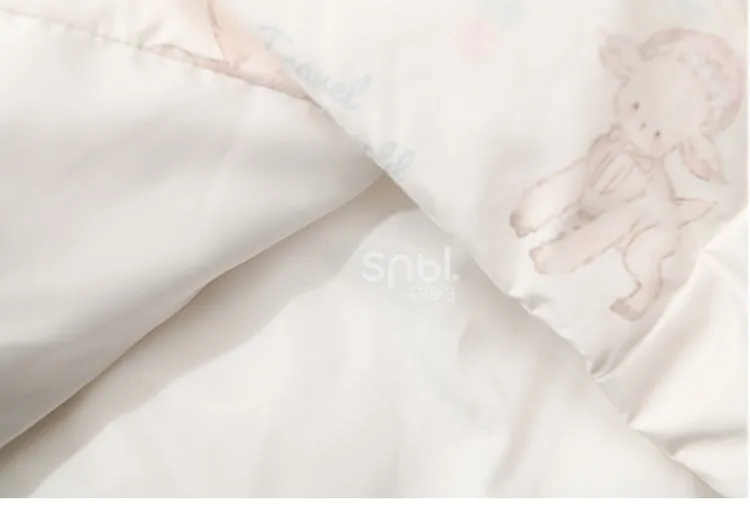 Cute Lamb Print White Hooded Down Jacket Short/Long Version