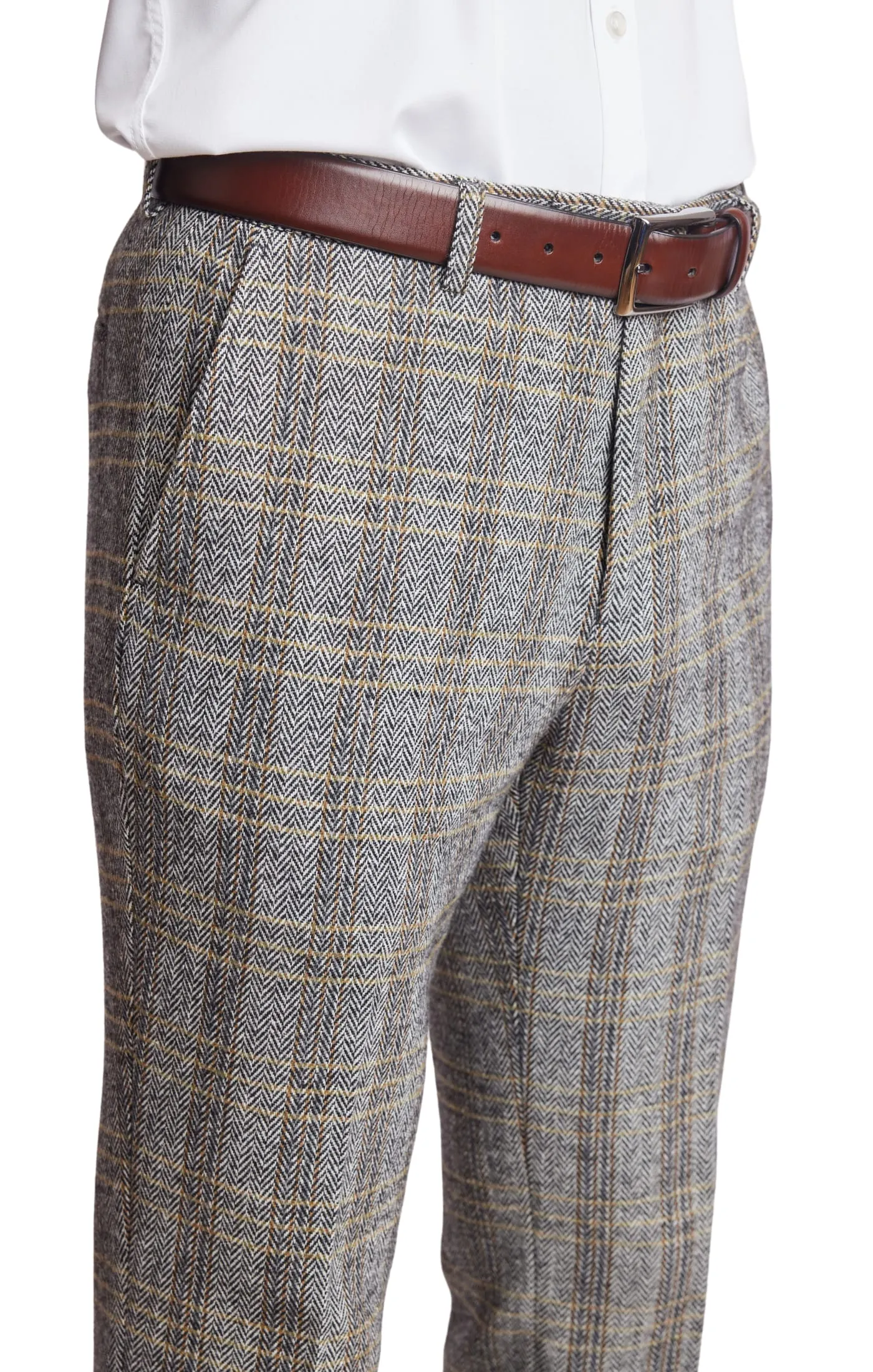 Downing Pants - slim - Grey Brown Herringbone