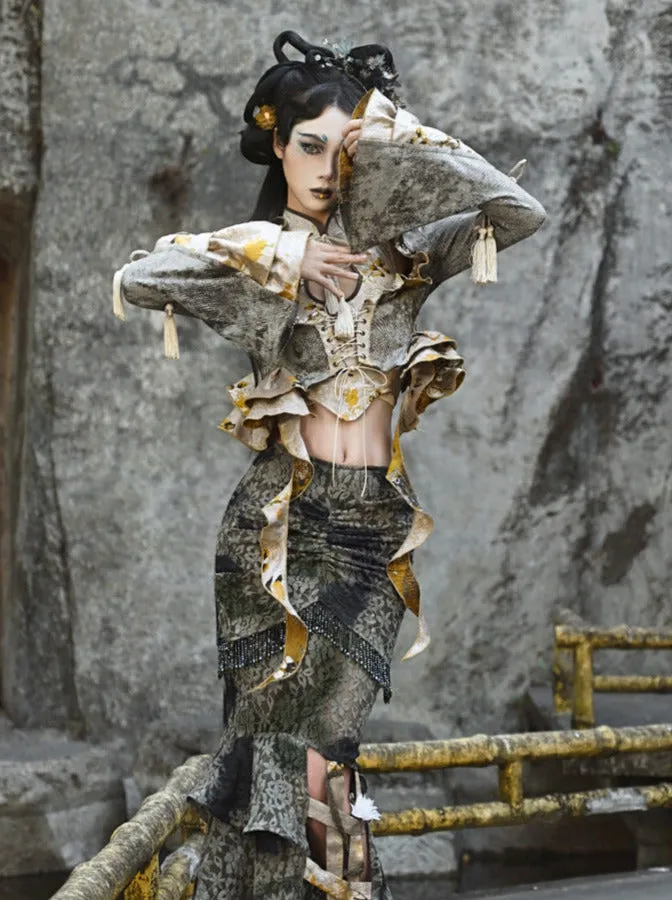 Dragon Strap Tassel Festival China Lace Jacket Short