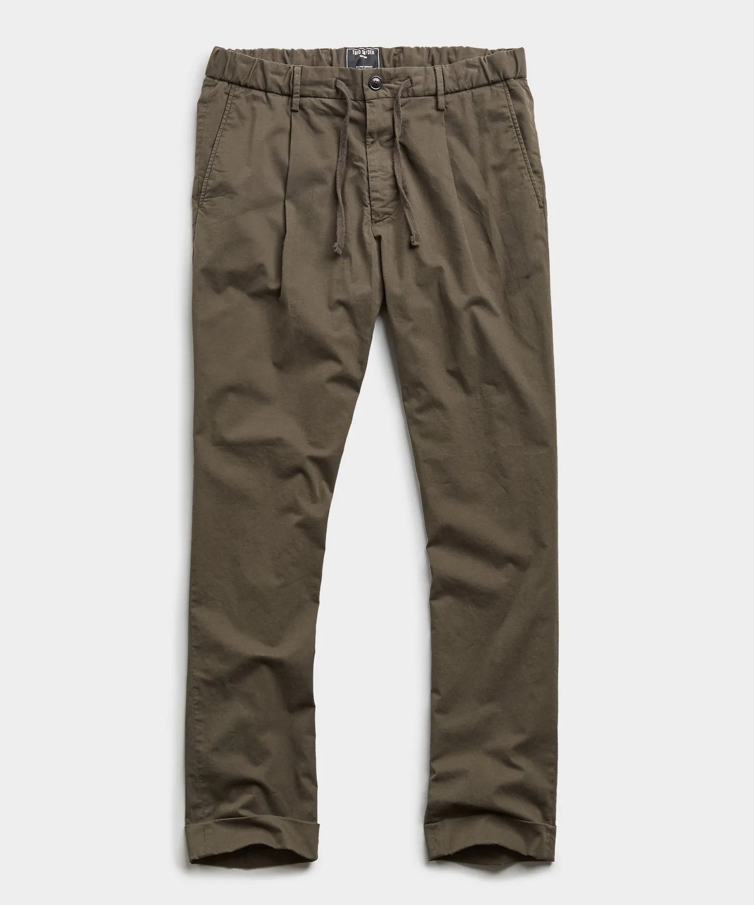 Garment Dyed Traveler Suit Trouser in Olive