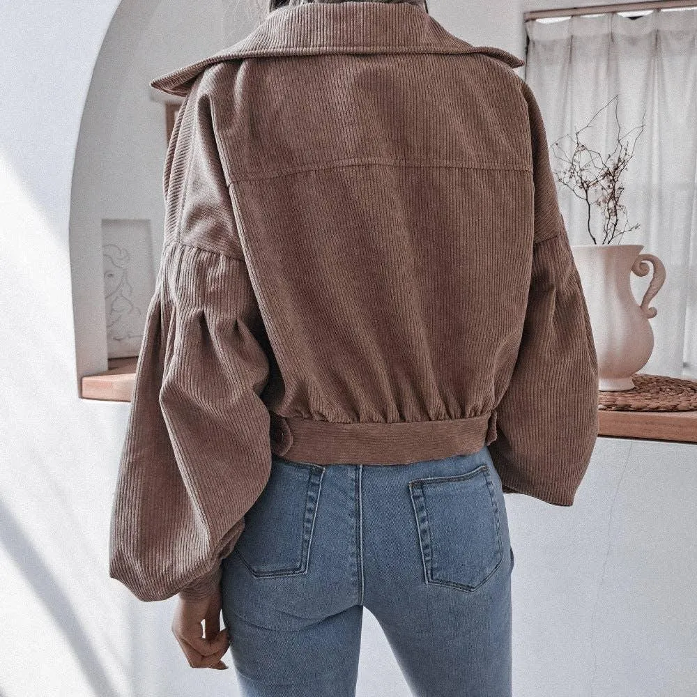 Ladies Solid Long Sleeves Turn-Down Collar Jacket 9001