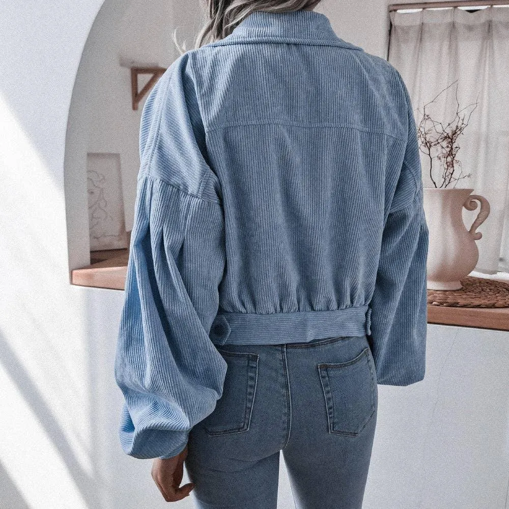 Ladies Solid Long Sleeves Turn-Down Collar Jacket 9001