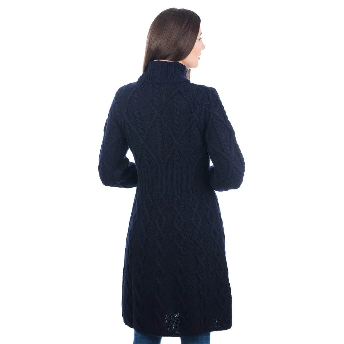 Long Ladies Irish Wool Aran Jacket