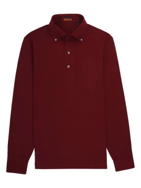 Long Sleeve Burgundy Polo Shirt - Davis Fit (Slim)