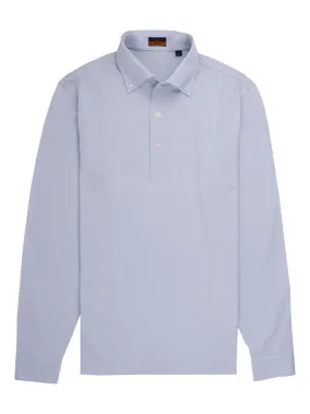 Long Sleeve Light Blue Polo Shirt - Davis Fit (Slim)