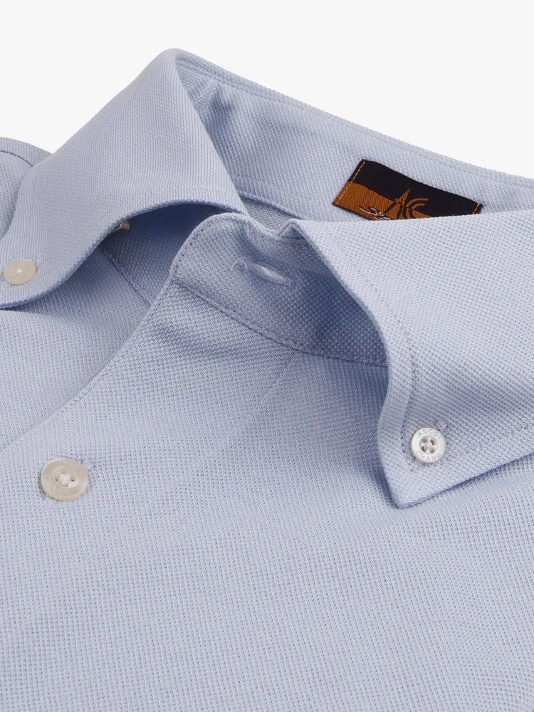 Long Sleeve Light Blue Polo Shirt - Davis Fit (Slim)
