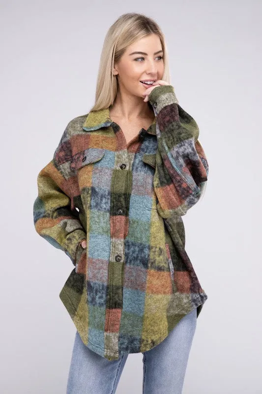 Lory Loose Fit Buttoned Down Check Shirt Jacket