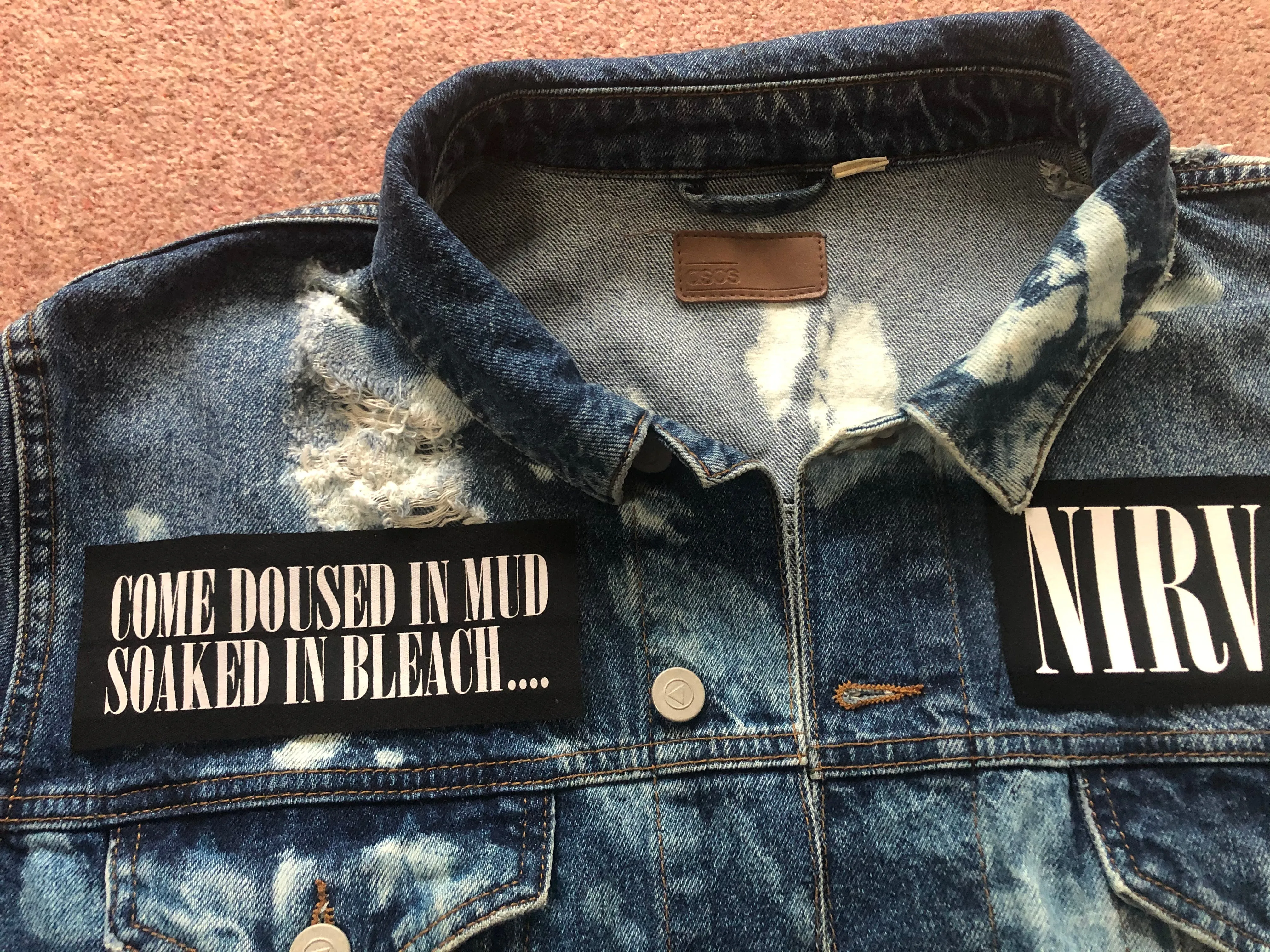 Nirvana Blue 'n' Bleach Denim Patch Jacket Vestibule Circles Hell Come As You Are