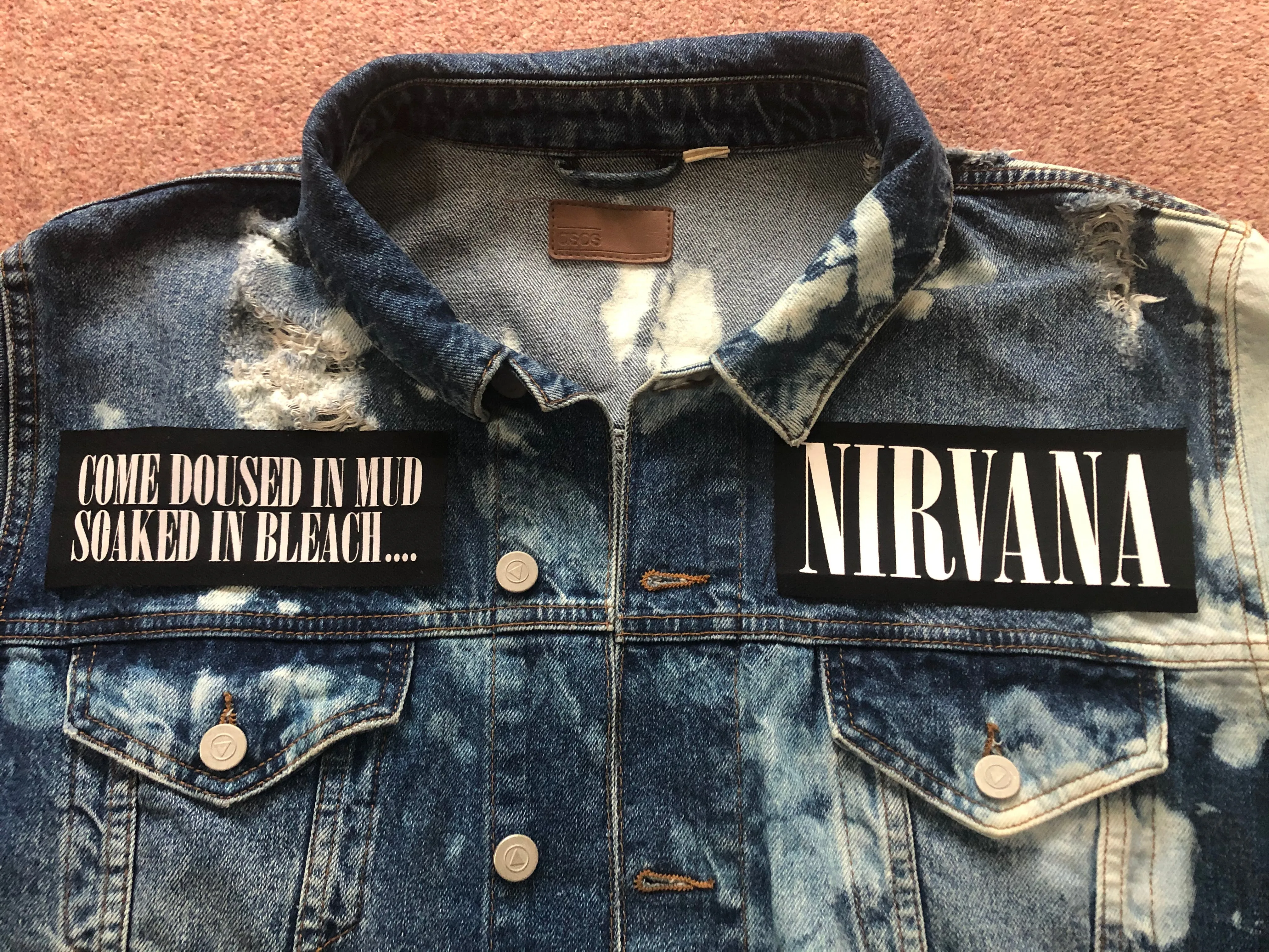 Nirvana Blue 'n' Bleach Denim Patch Jacket Vestibule Circles Hell Come As You Are