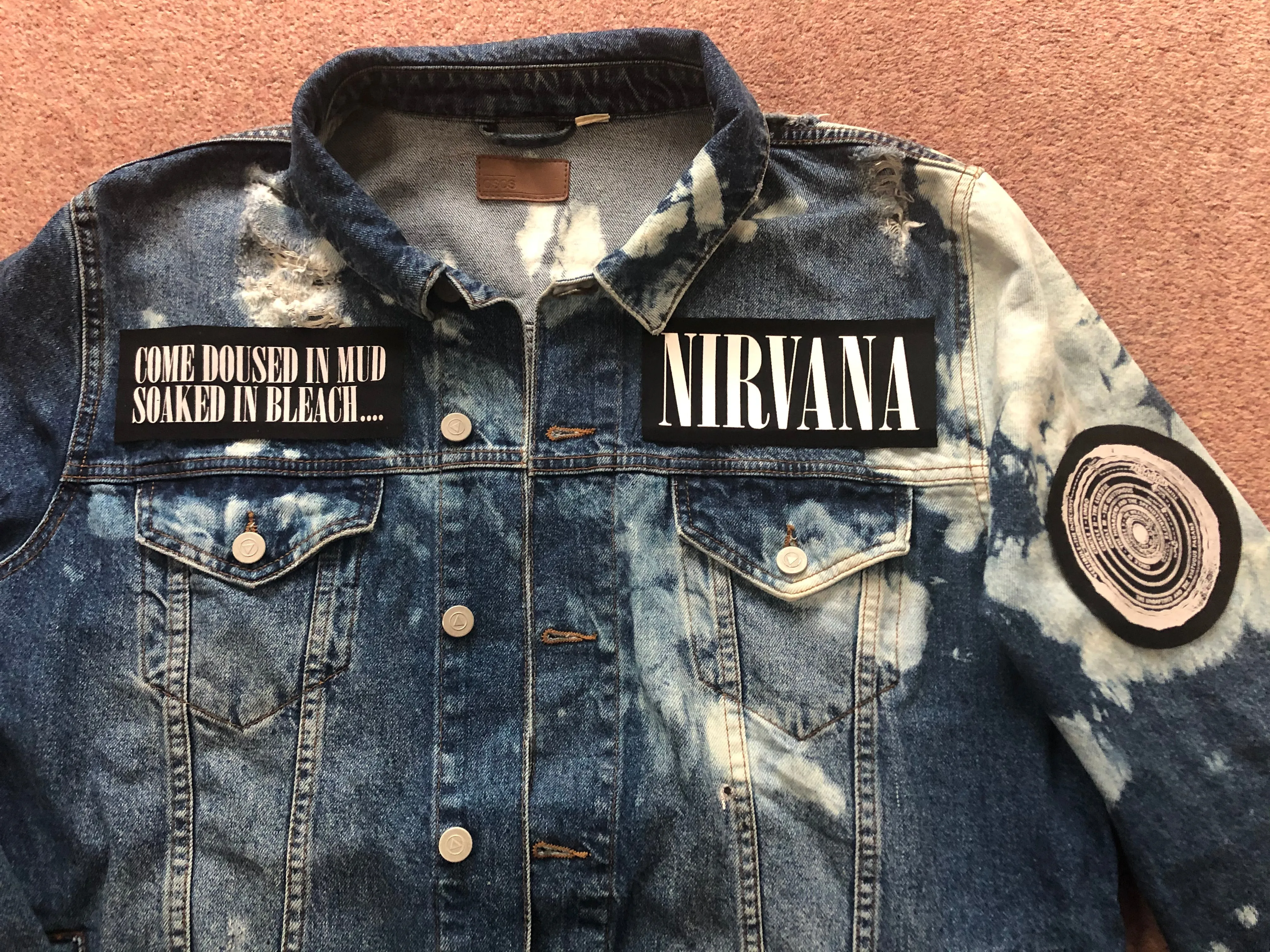 Nirvana Blue 'n' Bleach Denim Patch Jacket Vestibule Circles Hell Come As You Are