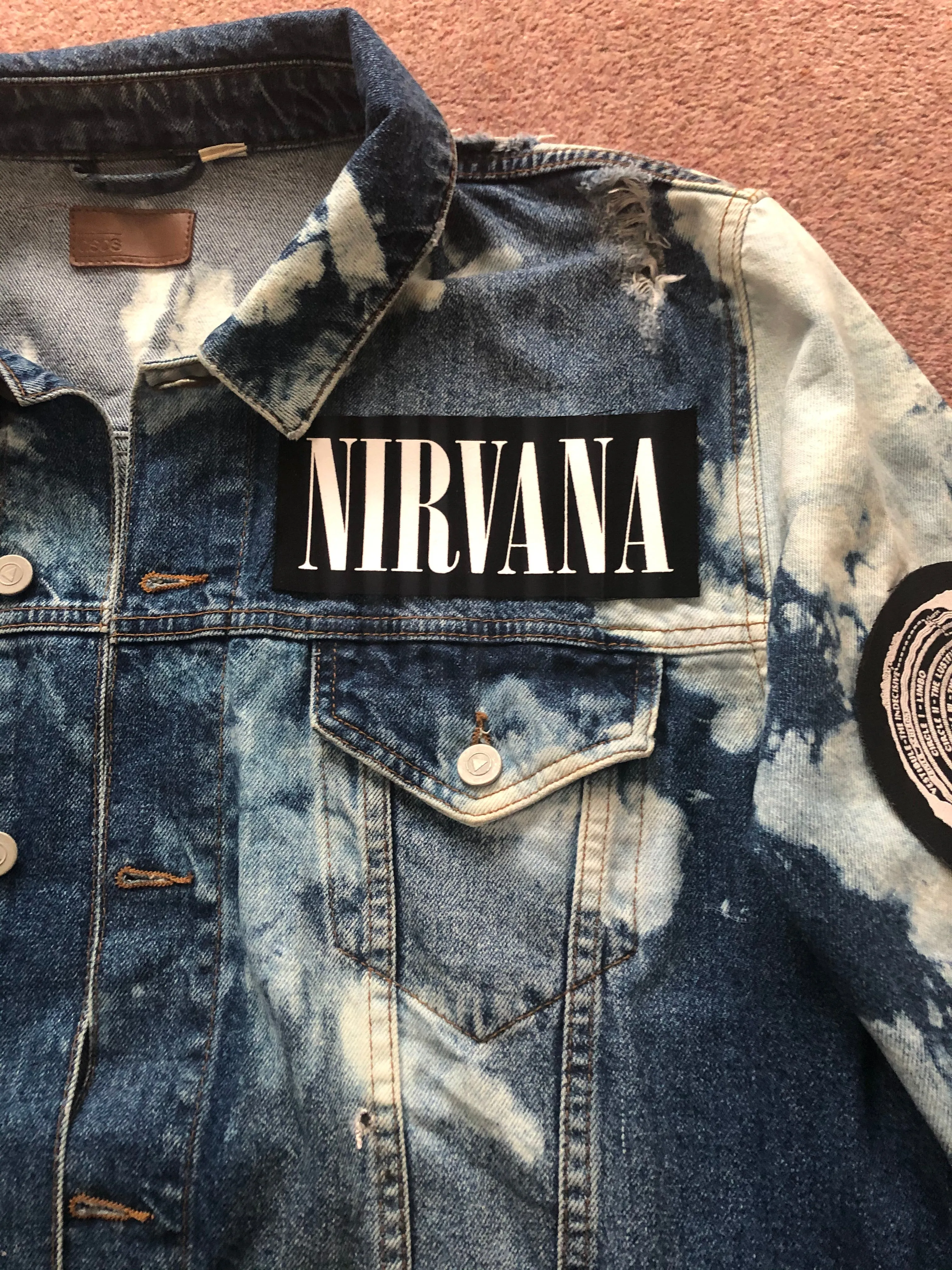 Nirvana Blue 'n' Bleach Denim Patch Jacket Vestibule Circles Hell Come As You Are