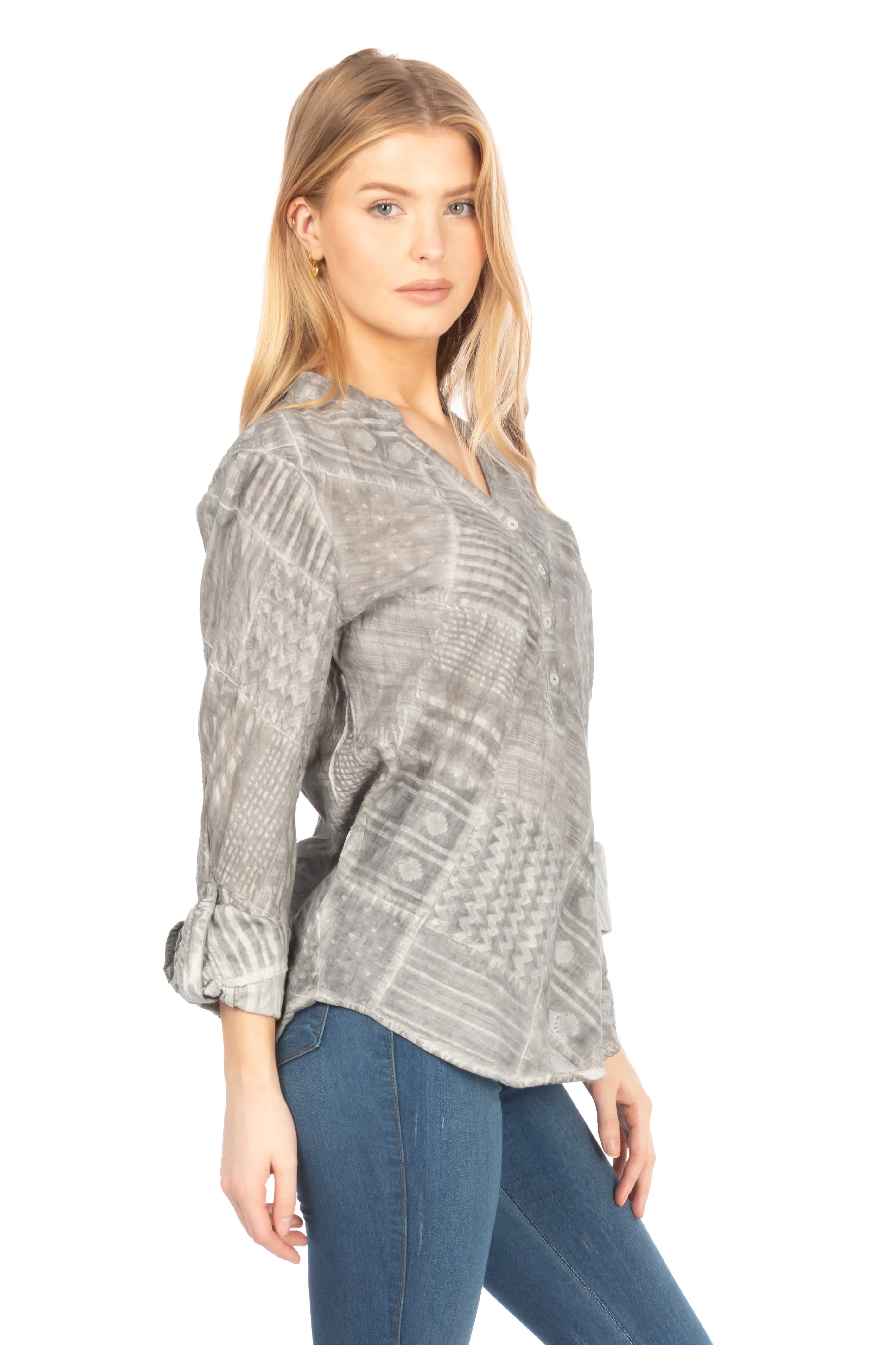 Patchwork Textured Tunic with Vintage Wash