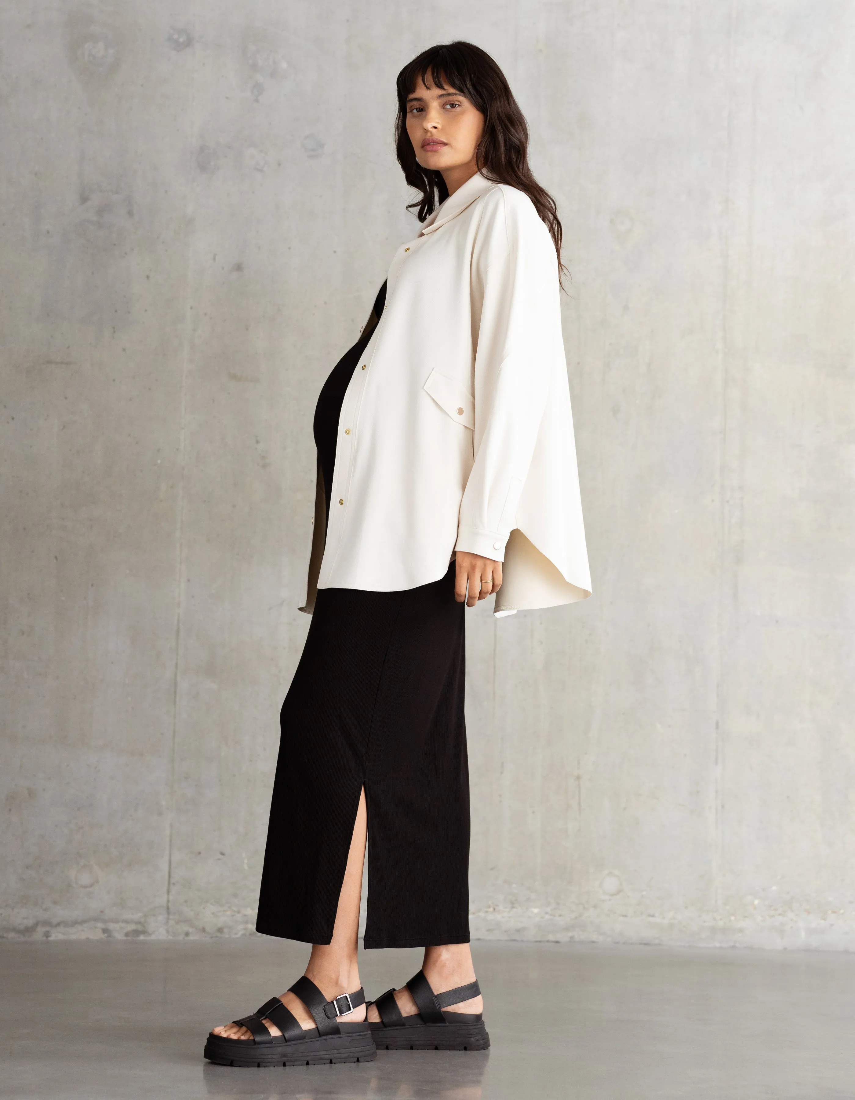 Relaxed Fit Maternity Shirt Jacket