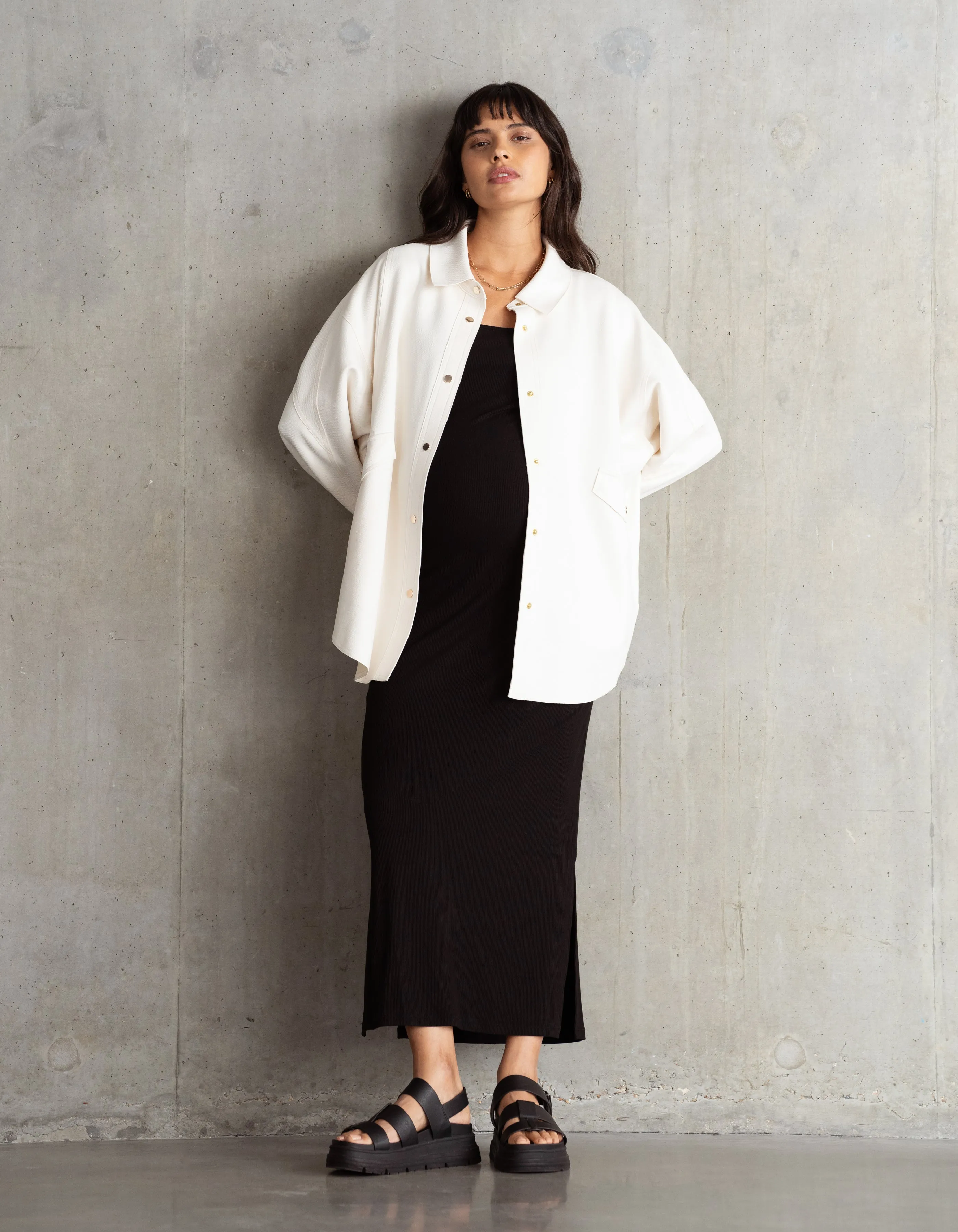 Relaxed Fit Maternity Shirt Jacket