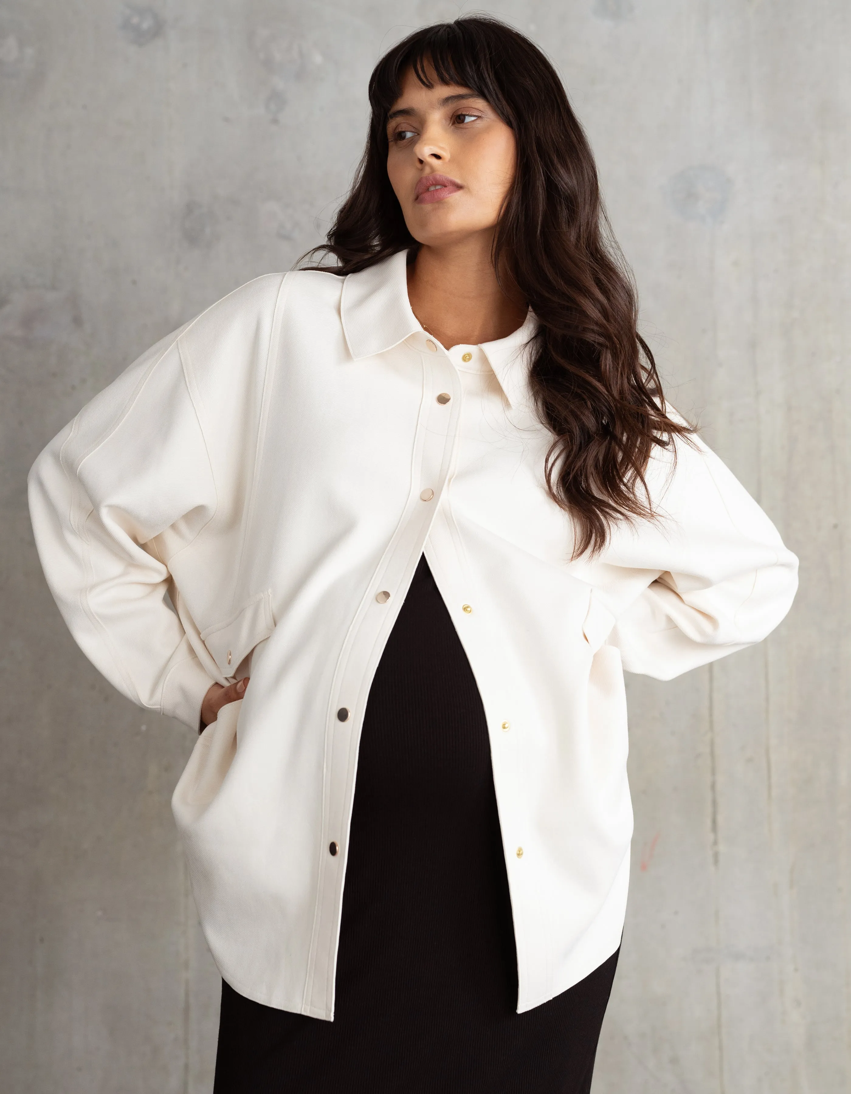 Relaxed Fit Maternity Shirt Jacket