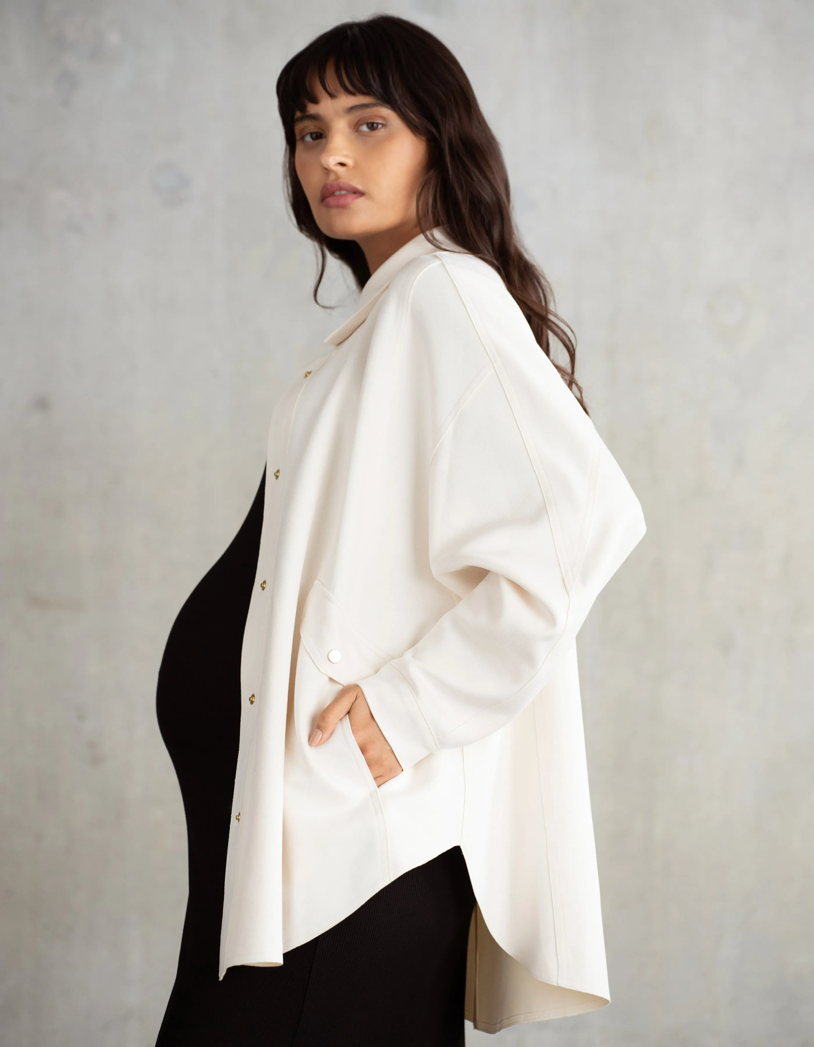 Relaxed Fit Maternity Shirt Jacket