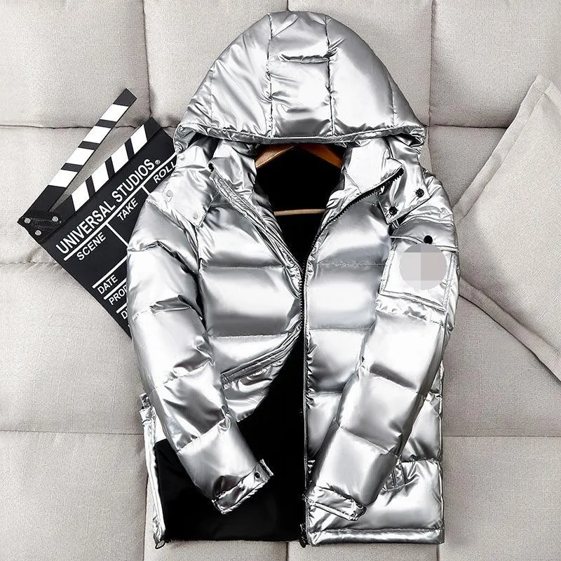 Short Shiny Duck Down Hooded Warm Jacket