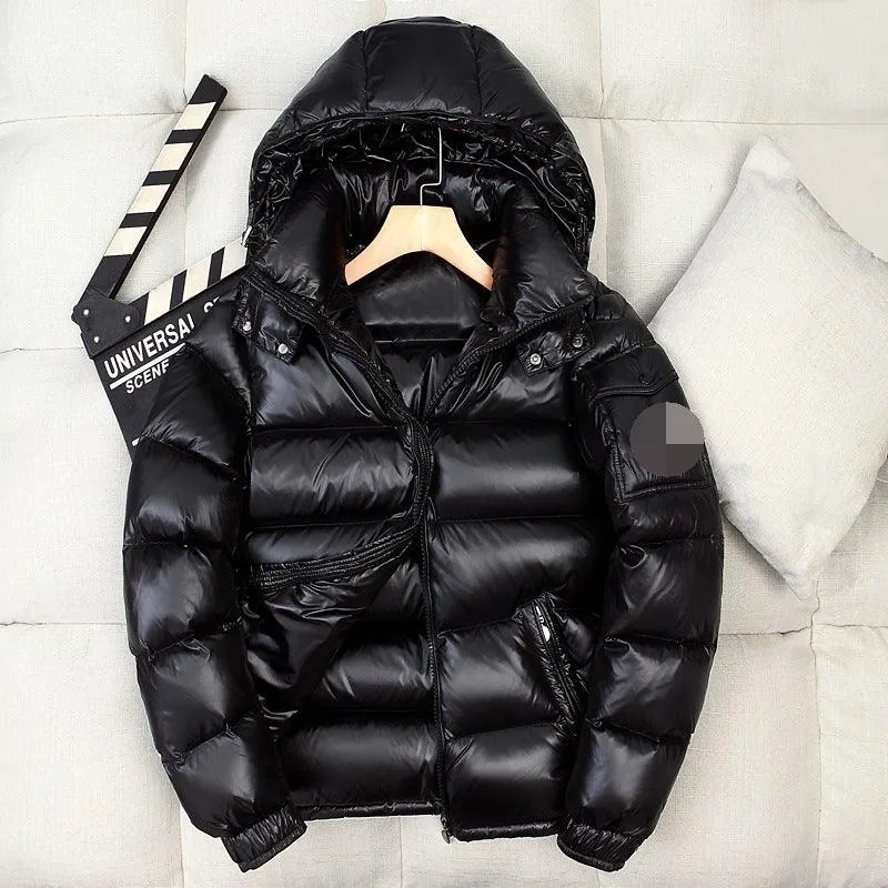 Short Shiny Duck Down Hooded Warm Jacket