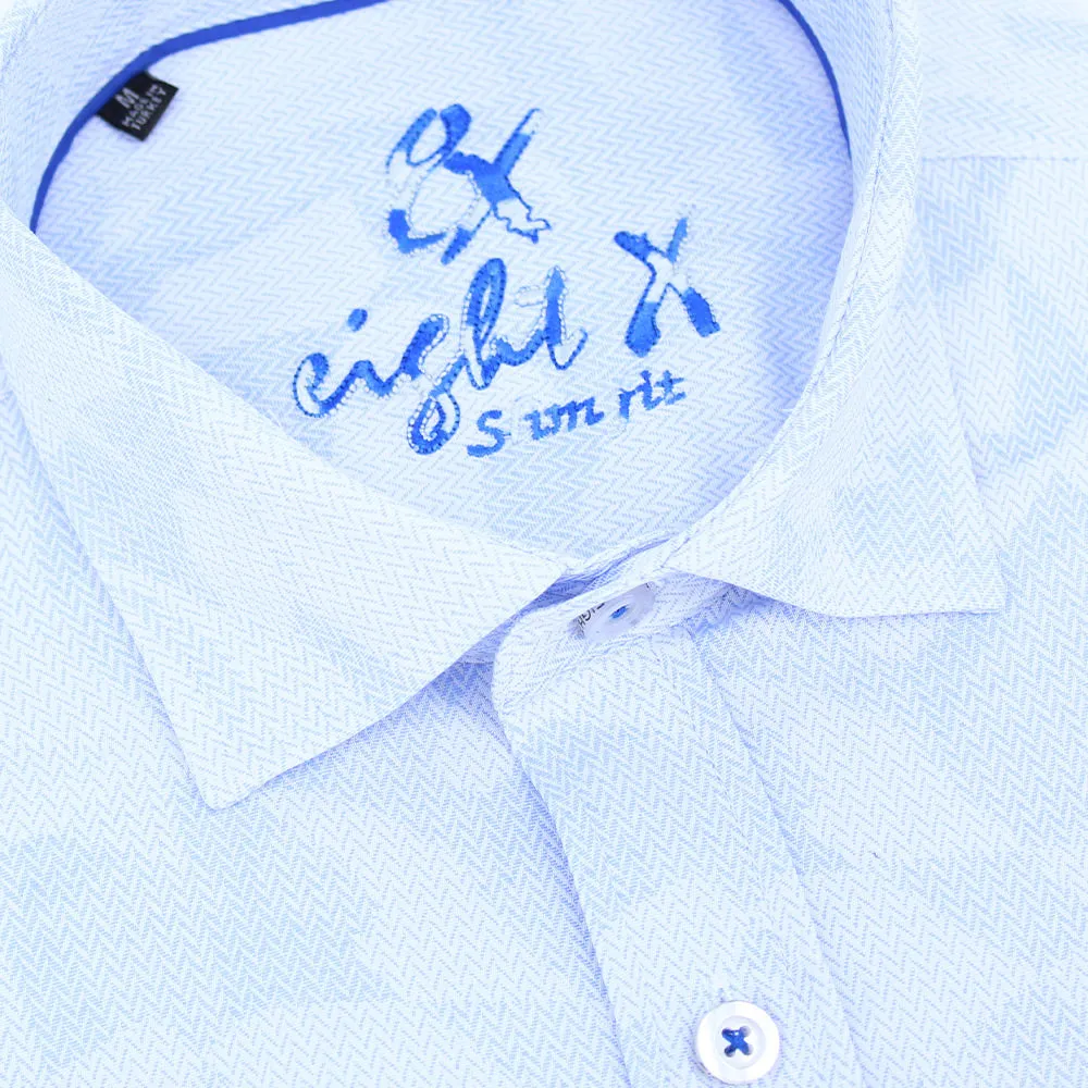 Soft Blue Geo-Shapes Button Down Jacquard Shirt