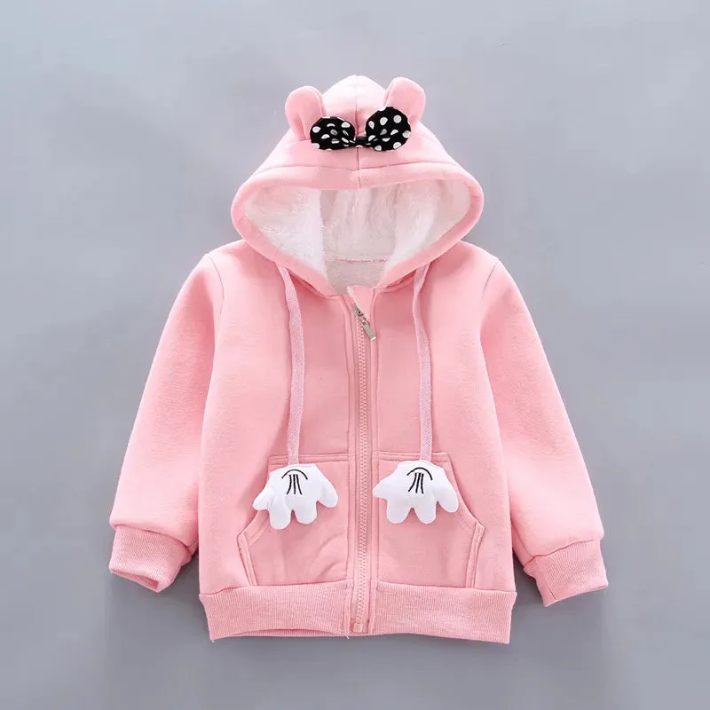 Thick Warm Girls Clothing Set Winter Plush Cotton Outfit For Baby Hoodies Jacket Pants Kids Casual Suit Toddler Boy Wearing