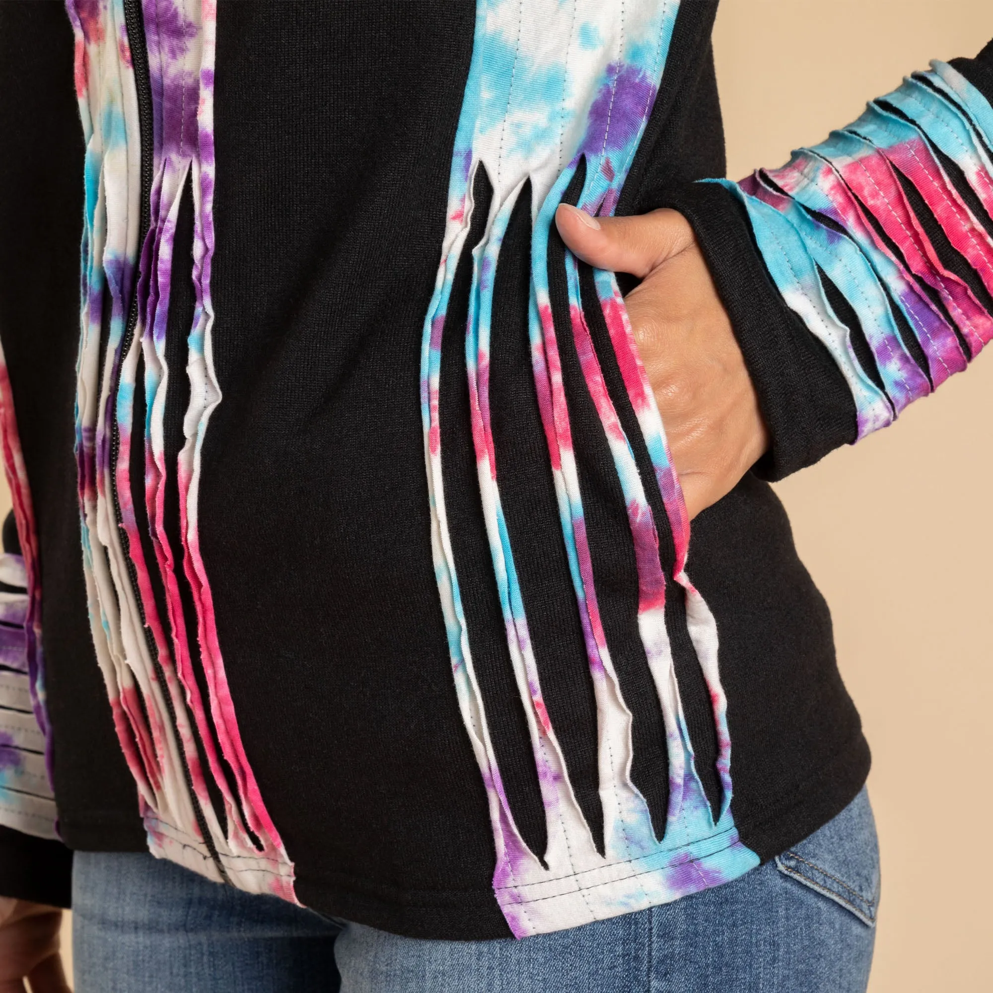 Tie-Dye Stripe Handmade Lightweight Jacket