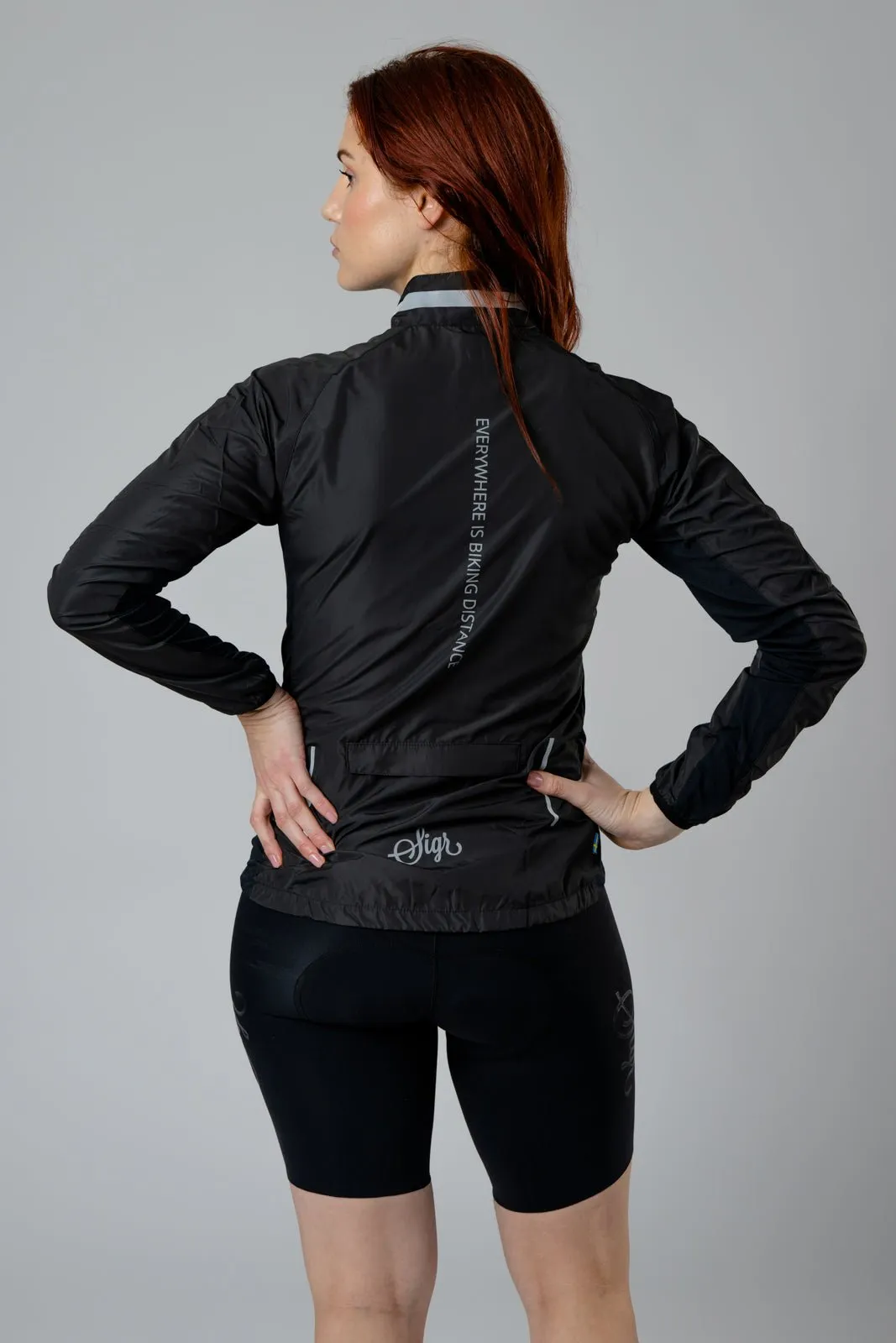 Treriksröset Black Women's Cycling Wind/Pack Jacket