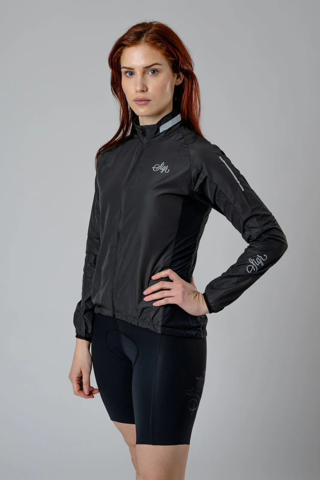 Treriksröset Black Women's Cycling Wind/Pack Jacket