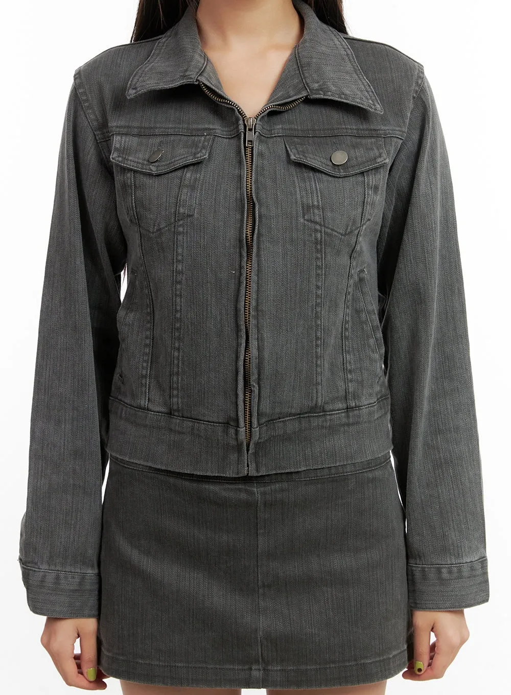 Zip Pocket Washed Slim-Fit Jacket CO424