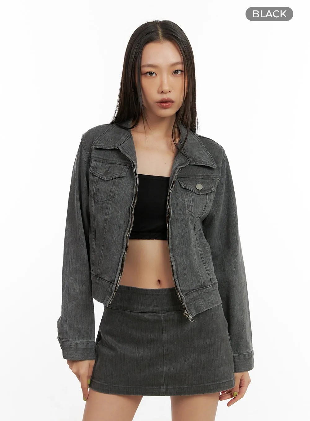 Zip Pocket Washed Slim-Fit Jacket CO424